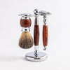 Rose Wood Shaving Set - Traditional Wet Shave Kit with Premium Brush and Stand