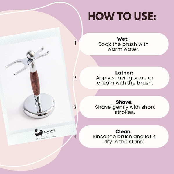 Rose Wood Shaving Set - Traditional Wet Shave Kit with Premium Brush and Stand