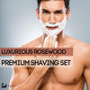 Rose Wood Shaving Set - Traditional Wet Shave Kit with Premium Brush and Stand