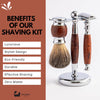 Rose Wood Shaving Set - Traditional Wet Shave Kit with Premium Brush and Stand