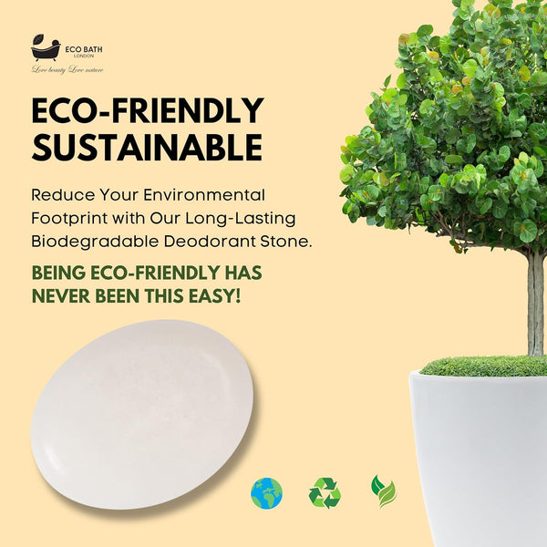 Eco Bath London Natural Deodorant Stone 160g - Natural and Eco-Friendly Deodorant Rock, Chemical and Propellant-Free Crystal Stone