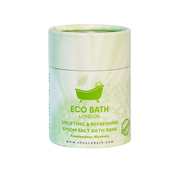 Eco Bath London Uplifting and Refreshing Epsom Salt Bath Soak -Tube- Magnesium Bath Salt Infused with Frankincense and Mandarin Essential Oils, Epsom Bath Salts for Refreshing 2.2 lb (1 kg)