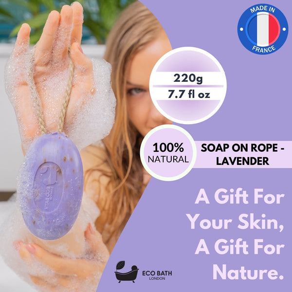 Eco Bath Lavender Soap on a Rope - 220g - Eco Bath London