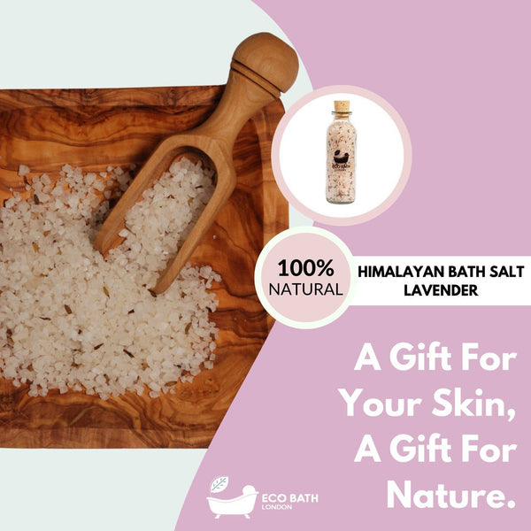 Eco Bath London Lavender Himalayan Bath Salt 10.5 oz (300 g) - Pink Himalayan Bath Salt Infused with Lavender for Ultimate Relaxation and Skin Hydration & Softening