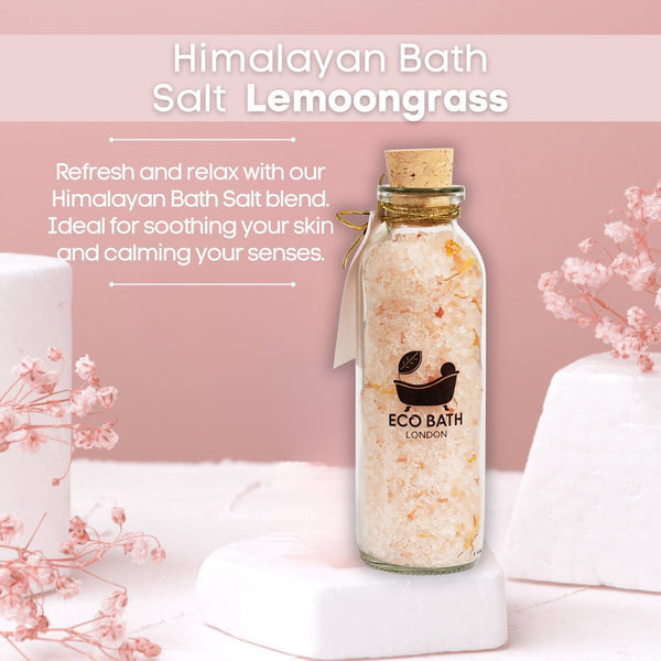 Eco Bath London Lemongrass Himalayan Bath Salt 10.5 oz (300 g) - Premium Himalayan Salt Infused with Lemongrass & Calendula for Uplifting and Refreshing