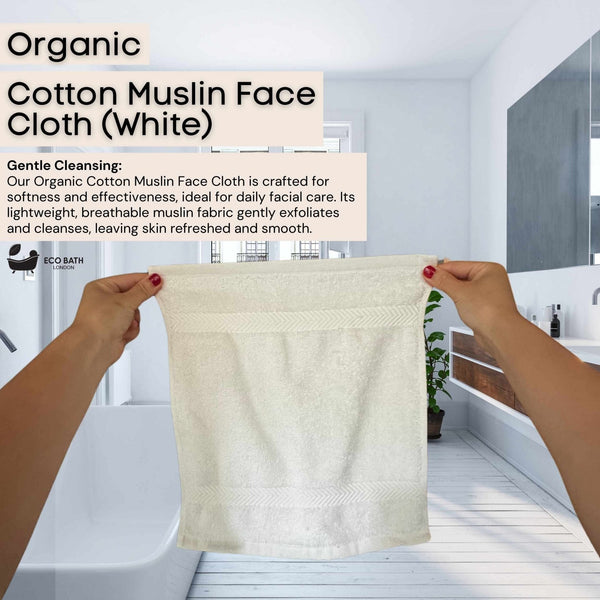 Eco Bath London Organic Cotton Face Flannels 30x30cm - Available in Pack of 3 and Pack of 6 - Eco Bath London