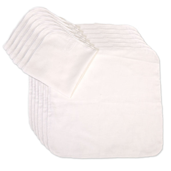 Eco Bath London Organic Cotton Muslin Face Cloth - Pack of 6, Available in Cream and White - Eco Bath London