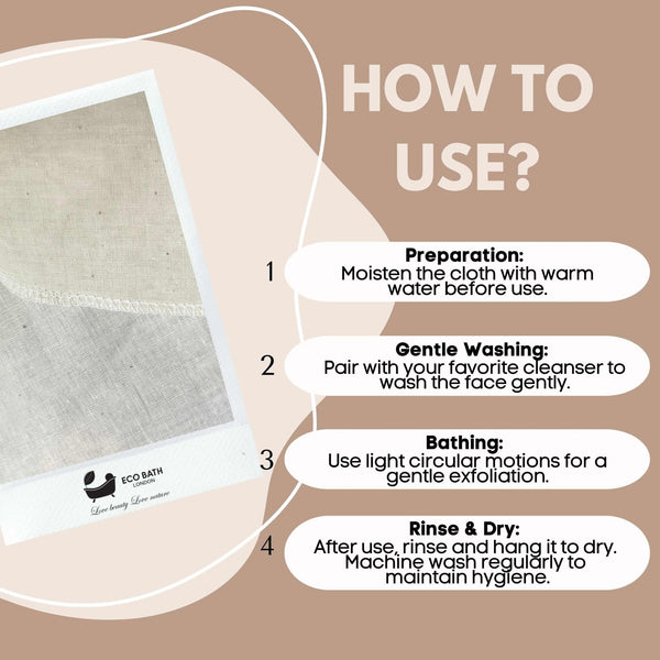 Eco Bath London Organic Cotton Muslin Face Cloth - Pack of 6, Available in Cream and White - Eco Bath London