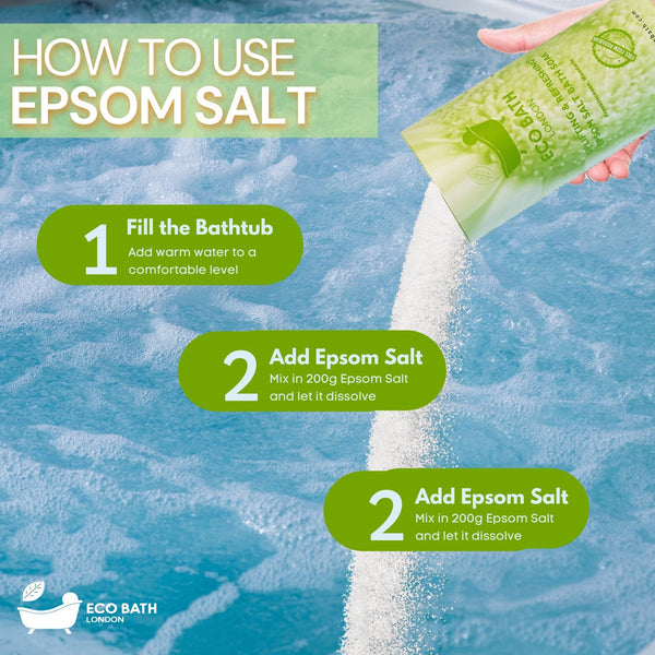 Eco Bath London Uplifting and Refreshing Epsom Salt Bath Soak -Tube- Magnesium Bath Salt Infused with Frankincense and Mandarin Essential Oils, Epsom Bath Salts for Refreshing 2.2 lb (1 kg)