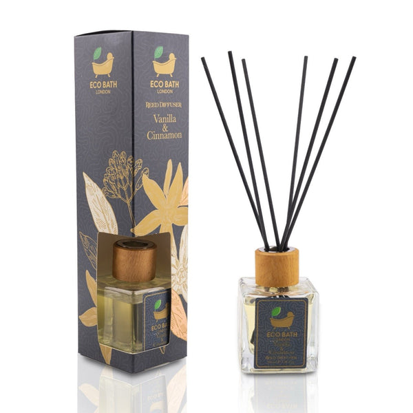 Eco Bath London Vanilla & Cinnamon Reed Diffuser - Herbal Scent of Cinnamon Room Diffuser - 100ml (3.38 fl.oz) - Eco Bath London