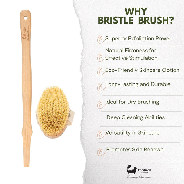 Eco Bath Natural Bristle Body Brush Detachable with Soft Bristles - Eco Bath London