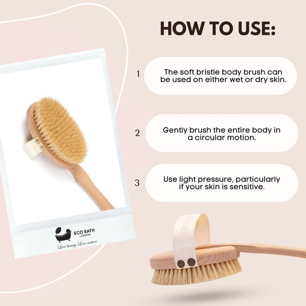 Eco Bath Natural Bristle Body Brush Detachable with Soft Bristles - Eco Bath London