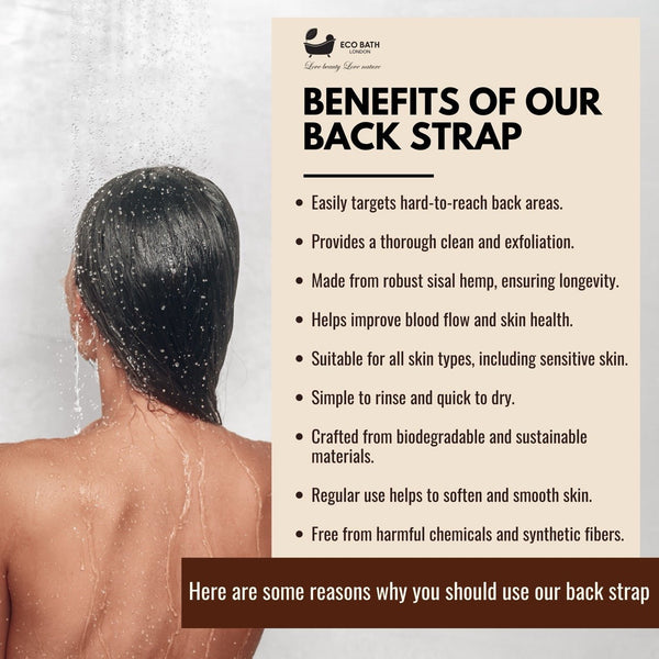 Eco Bath Natural Sisal Hemp Back Strap Black - Eco Bath London