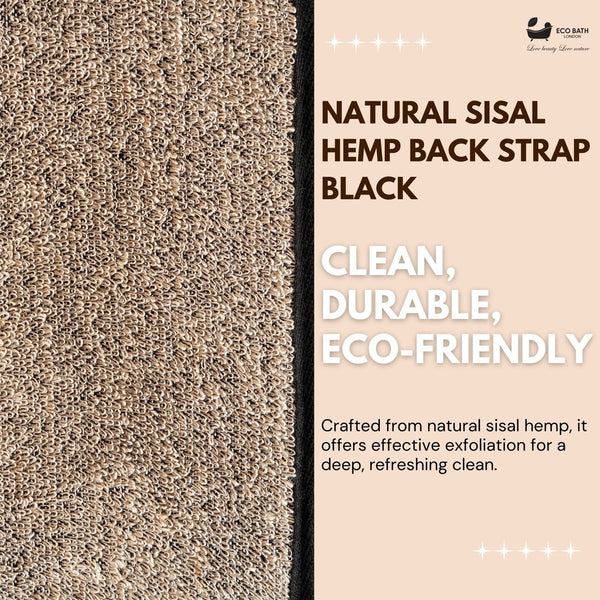 Eco Bath Natural Sisal Hemp Back Strap Black - Eco Bath London