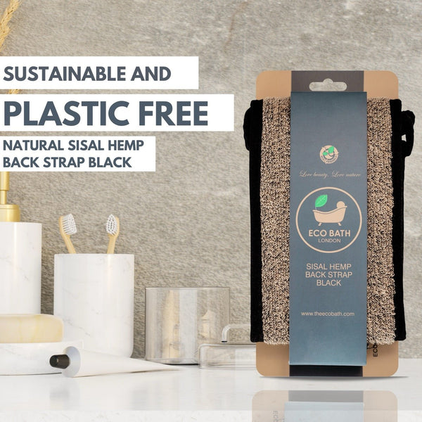 Eco Bath Natural Sisal Hemp Back Strap Black - Eco Bath London