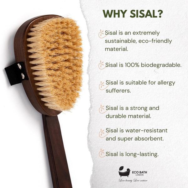 Eco Bath Natural Sisal Walnut Wood Body Brush - Eco Bath London