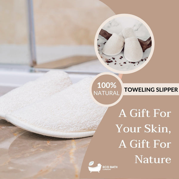 Eco Bath Natural Towelling Slippers - Naturally Hypoallergenic - Eco Bath London