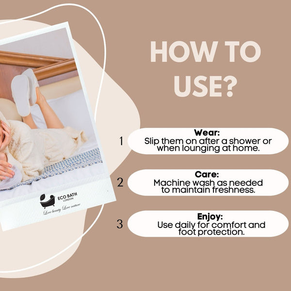 Eco Bath Natural Towelling Slippers - Naturally Hypoallergenic - Eco Bath London