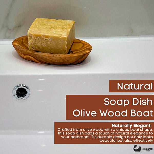 Eco Bath London Olive Wood Boat Shape Soap Dish