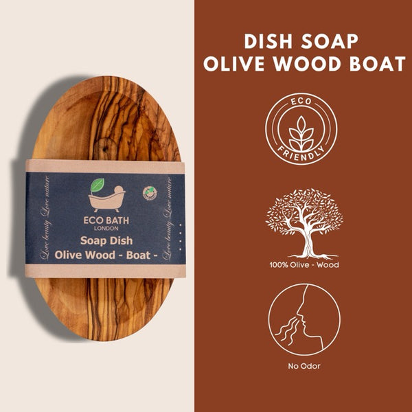 Eco Bath London Olive Wood Boat Shape Soap Dish