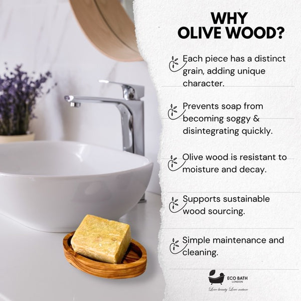 Eco Bath London Olive Wood Oval Soap Dish