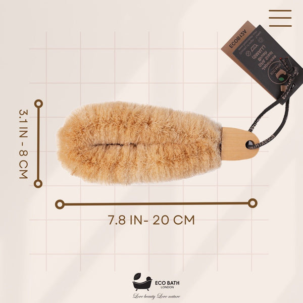Eco Bath London Natural Sisal Japanese Spa Brush - Body Back Scrubber and Dry Brushing Body Brush for Deep Exfoliation and Smooth Skin, Firm Bristles