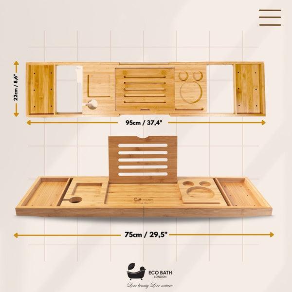 Luxury Eco - Friendly Bamboo Bath Tray - Eco Bath London