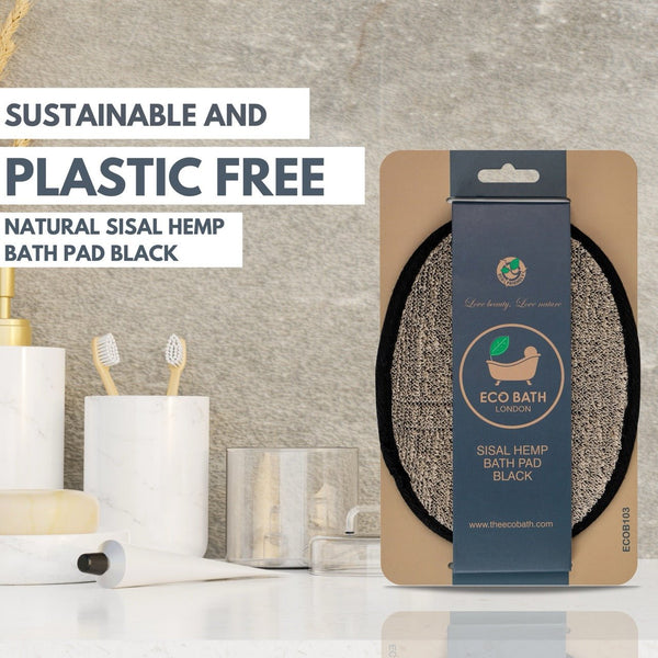 Natural Sisal Hemp Bath Pad Black - Eco Bath London
