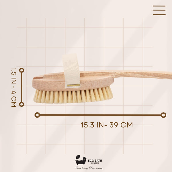 Natural Body Brush - Dry Brushing & Shower Exfoliation - packaging