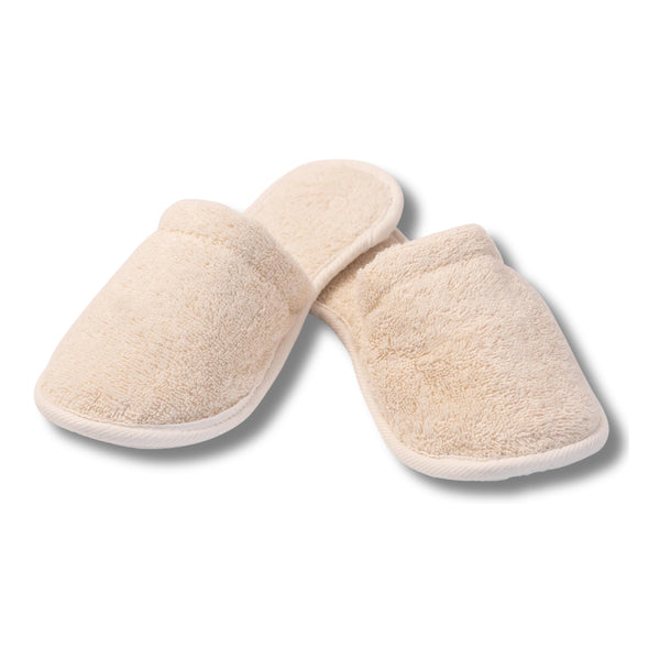 Natural Toweling Slippers - close-up