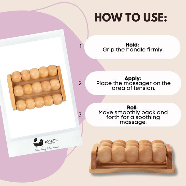 Natural Wooden Foot Roller - side view