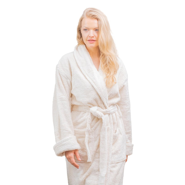 Organic Cotton Bath Robe - in use