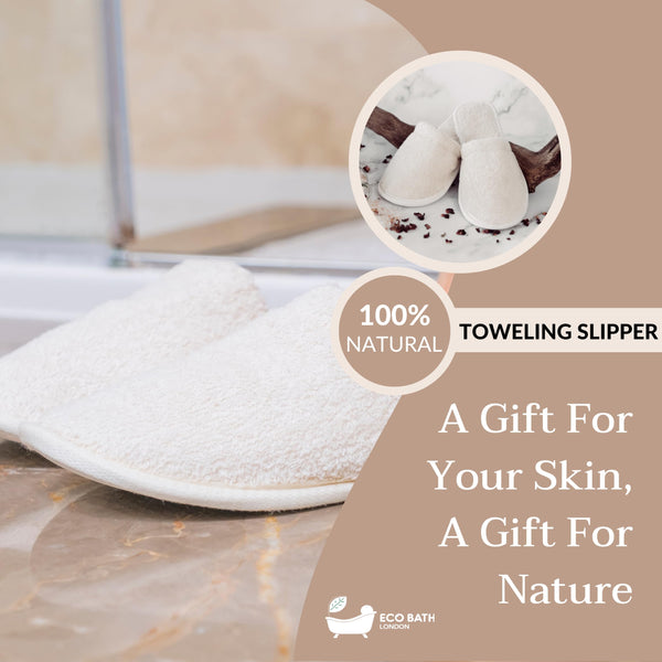 Natural Toweling Slippers - lifestyle