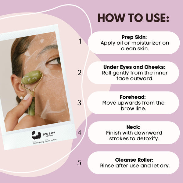 Jade Face Roller - Natural Stone Facial Massager - detail