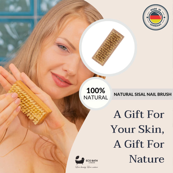 Natural Sisal Nail Brush - Premium Wood Handle - close-up