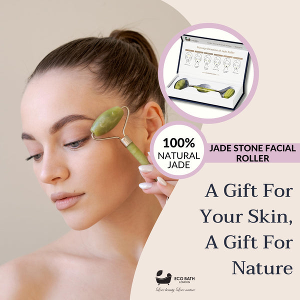 Jade Face Roller - Natural Stone Facial Massager - in use