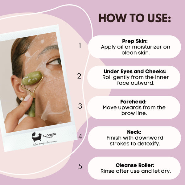 Jade Face Roller - Natural Stone Facial Massager - texture