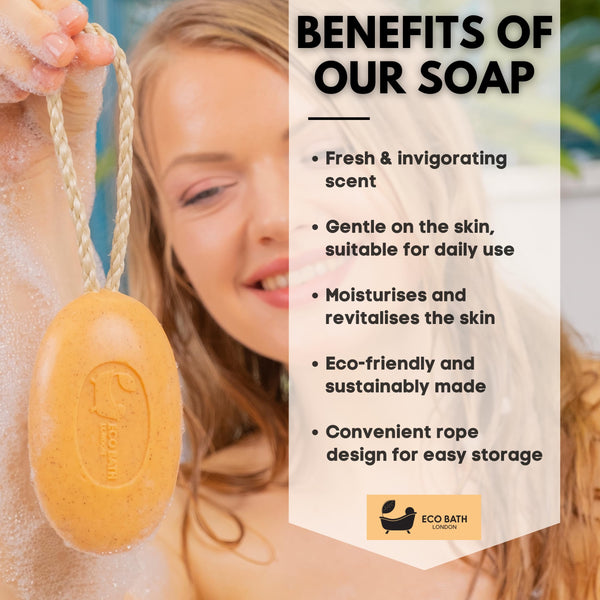 Soap on a Rope 7.76 oz (220 g) - Handmade Natural Bar Soap - detail