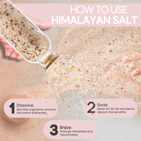 Himalayan Bath Salt 10.6 oz (300g) - Natural Mineral Soak - in use